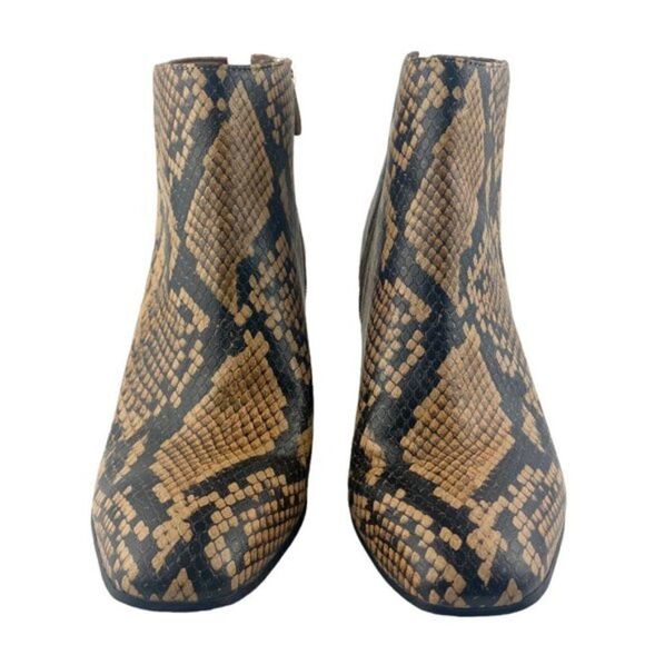 FRANCO SARTO Women's Trudy Brown Black Snake Print Heeled Ankle Bootie US 7M - Picture 2 of 9